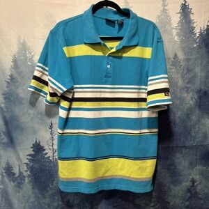 Vintage 90's  Bugle Boy Multiple Color Striped Polo Shirt Mens Large
